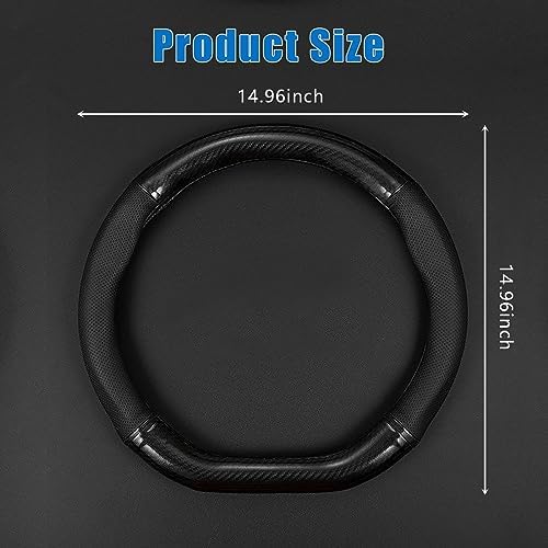 gunhunt 1 PC Car Breathable Steering Wheel Cover, Carbon Fiber Non-Slip Steering Wheel Protector, Wear -Resistant Steering Wheel Sleeve, Four Seasons Universal Steering Wheel Set (D -Shaped)
