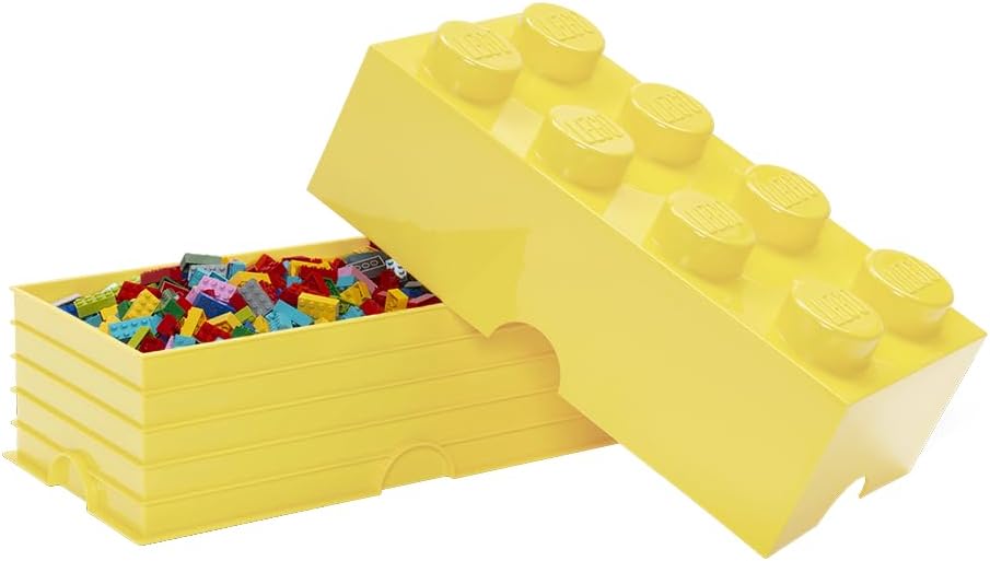 Room Copenhagen, LEGO Storage Brick Box - Stackable Storage Solution - Brick 8, Cool Yellow