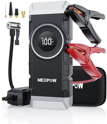 NEXPOW Car Battery Jump Starter with Air Compressor 3000A Peak,12V 150PSI Portable Jumpstart Box for Up to 8L Gas and 8L Diesel Engines, PD18W Quick Charging, Force Start Button