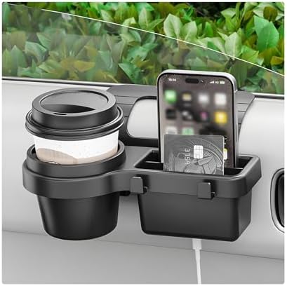 Car Window Multifunctional Storage Organizer, Vehicle Side Door Mount Storage Rack with Cup Holder & Sponge Pads, Plug & Play Car Organizer for Cell Phone Earphone Key Water Cup