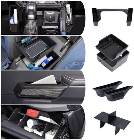 4PCS for Ford Bronco Accessories 2024 2021 2022 2023 2/4 Door Car Interior Bronco Accessories Console Shifter Storage,Glove Box Dividers Organizer,Handle Organizer,Armrest Storage Box（not for 2025)