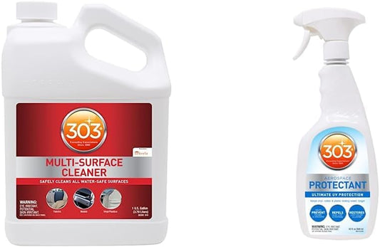 303 Multi-Surface Cleaner - Safely Cleans All Water Safe Surfaces, 1 Gallon (30570) & Protectant - Provides Superior UV Protection, 32oz (30313CSR) Packaging May Vary