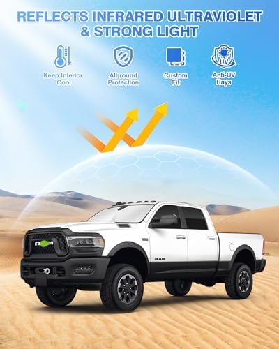 Canvcle Sunshades for Dodge Ram 2500 3500 2010-2025 2026 Accessories Windshield Sun Shade Side Rear Window Shade Cover Sun Visor Shield Privacy Protection Keep Vehicle Cool Black 6PCS