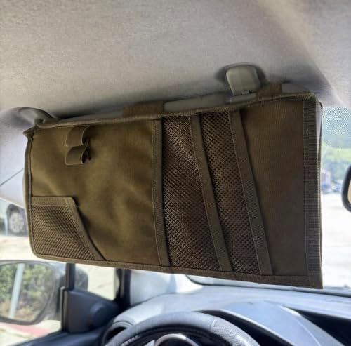 Car Sun Visor Organizer, Tactical MOLLE Visor Panel for SUV, Pickup Truck, Jeep & Car – Double-Sided EDC Storage Panel for Sunglasses, Documents, Flashlight, Pens & Tools
