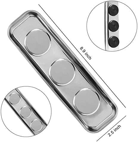VASTOOLS Magnetic Parts Tray 3pc,for Socket Screw Nuts Bolts Metal Parts,Extra Strong Magnet,Thickened Tray,Stainless Steel