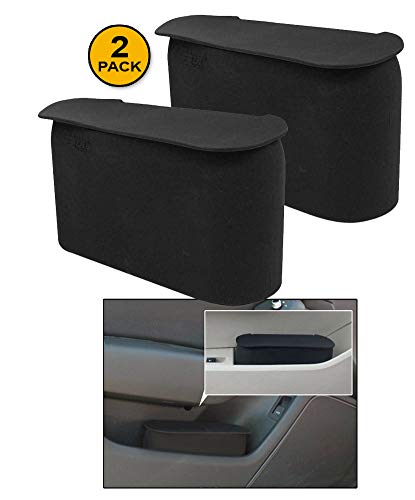 JAVOedge (2 Pack Black Small Car Trash Can with Lid, Flexible Material, Fits in Most Side Doors