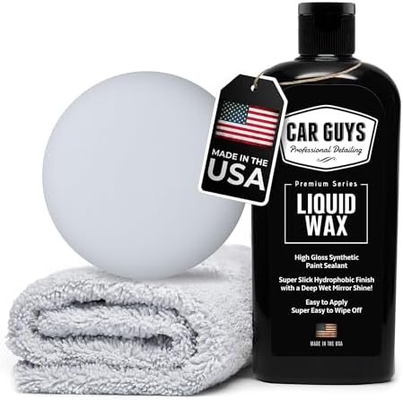 CAR GUYS Liquid Wax | Advanced Car Wax | Superior Protection with a Carnauba Shine | For all Paint Colors and Excellent Black | 8 Oz Kit