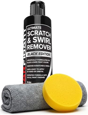 Carfidant Black Scratch and Swirl Remover - Car Scratch Remover for Vehicles Paint - Polishing Compound for Cars with Pad - Cutting Compound Paint Restorer