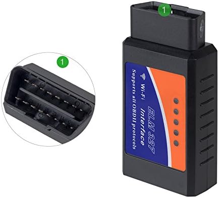 WiFi ELM327 OBD2 Adapter Scanner Reader for iOS iPhone and Android Phones OBD2 to WiFi OBD 2 ELM 327 Adapter Scanner Diagnostic Scan Tools OBDii ELM327 Interface Code Readers for Ford GM Chevy etc