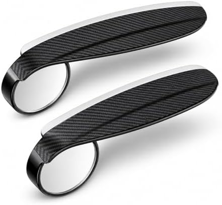 Blind Spot Mirrors for Car, 2 Pack 360° Adjustable Convex Side Mirror with Rain Guard Visor, Stick on Rear View Mirror Auxiliary Mirror for Cars, SUVs, Trucks, Parking and Lane Changing Assist