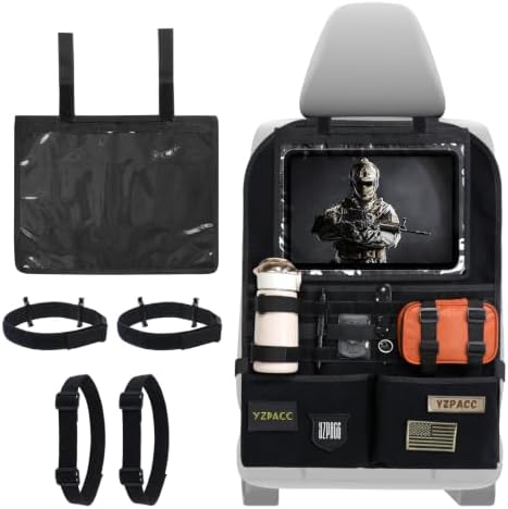 Universal Tactical Patch Display Board Hook & Loop Panel and Tactical MOLLE Seat Organizer for Trucks/SUVs