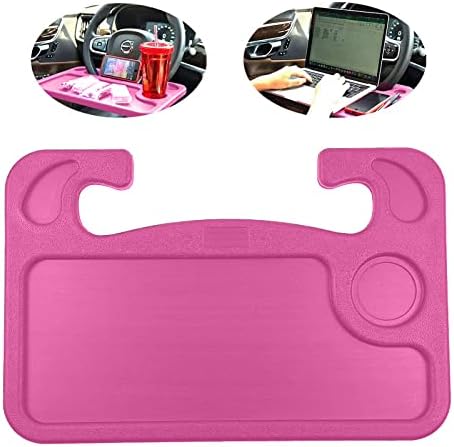 Steering Wheel Tray,Car Desk for Writing,Laptop,Tablet,iPad or Notebook with Pen Slot,Food Eating Table Trays,Fit Most Vehicle Steering Wheels(Pink)