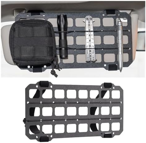 Vehicle Rigid MOLLE Panel, Tactical Gear Car Sun Visor Organizer, EDC Pouch Tool Holster, Storage Holder Visor for Truck Equipment Mount Plate Modular Storage Shelf (Visor Panel)