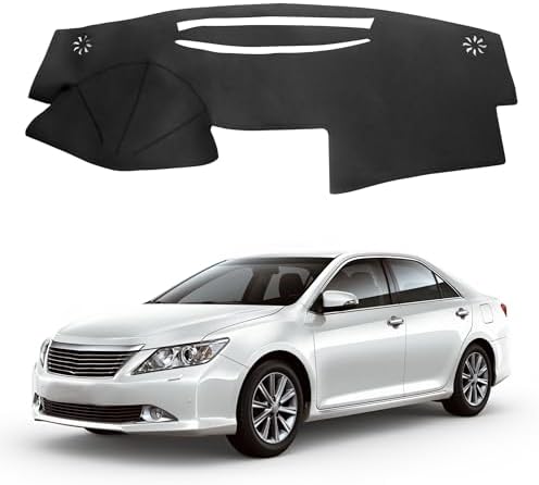 Leather Dashboard Cover Compatible with Toyota Camry 2007-2011 Hybrid LE SE XLE, XV40 PU Leather Dash Mat, Easy Clean UV Protection, No Glare Interior Accessory