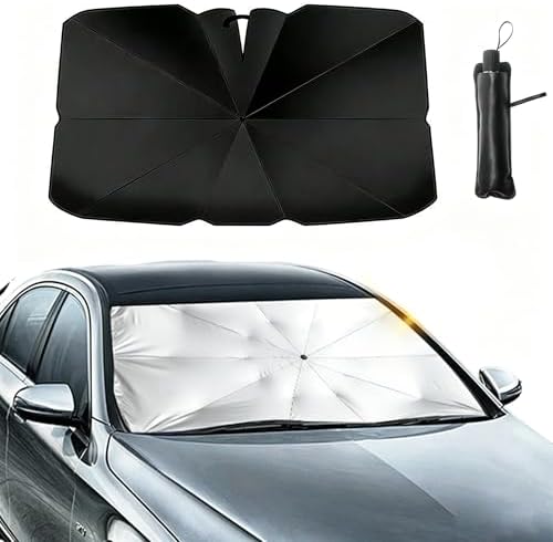 2026 Car Windshield Sun Shade Umbrella, Foldable Front Window Sunshade, 5-Layer UV Block & Heat Insulation Protection, Medium 55"x31" for Mid-Size Sedan