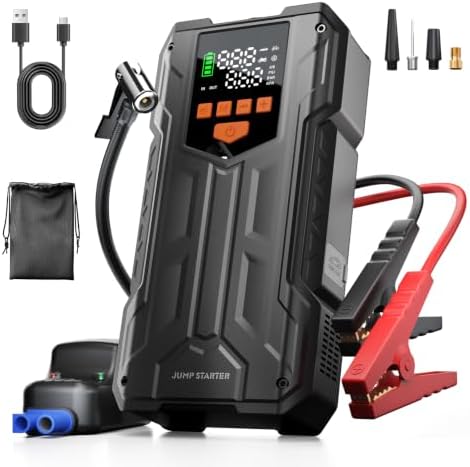 4000A Jump Starter with Air Compressor, Portable Car Battery Charger