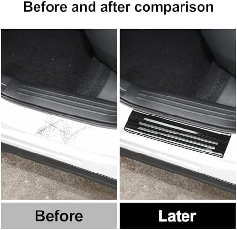 4PCS Door Sill Protector Compatible with Mazda 2017-2025 CX5 CX-5 Accessories Black Brushed Stainless Steel Material Auto Door Entry Guards