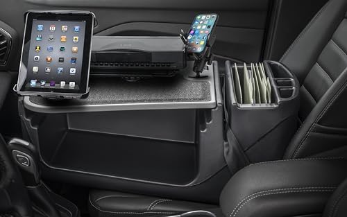 AutoExec Efficiency GripMaster Car Desk for Your Vehicle Workstation and Mobile Office, Grey with Phone Mount, Tablet Mount and Printer Stand