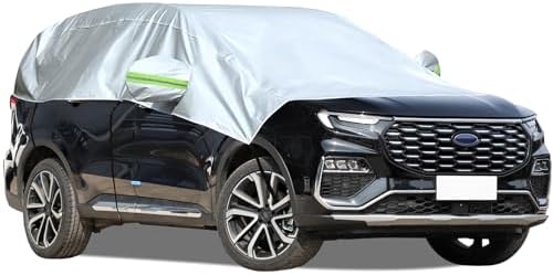 Hrozny Half Car Cover, Car Windshield Cover for Ice and Snow with Reflective Straps, Car Snow Cover Universal Fit for Most Cars (SUV)