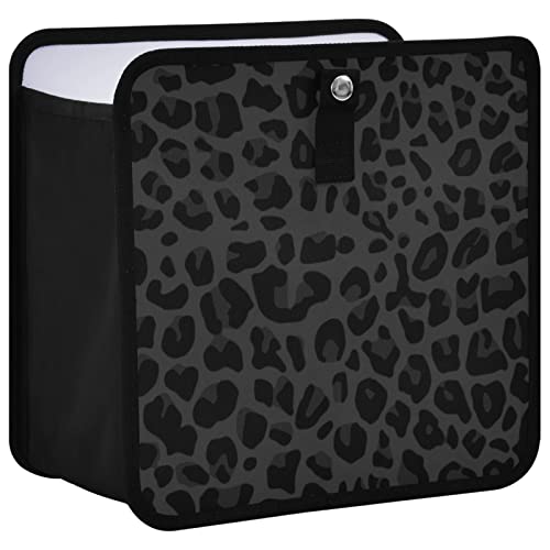 Black Leopard Car Trash Can, Foldable Hanging Car Trash Bag, Small Waterproof Car Accessories Garbage Bin Cheetah Print