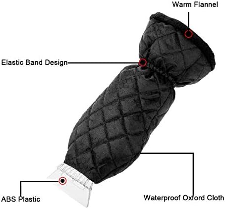 traderplus Waterproof Ice Scraper Mitten Snow Remover Glove with Lined of Thick Fleece for Car Windshield