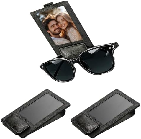 2-In-1 Magnetic Visor Clip Leather Sunglasses Id Holder Car Truck Accessory