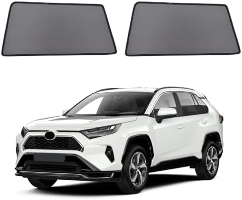 RAV4 Window Shades 2019-2024, Rear Side 2PCS Mesh Set | Custom Fit, Superior Sun Protection, Secure Magnetic Installation, Breathable Mesh, Ideal for Travel & Outdoor Adventures
