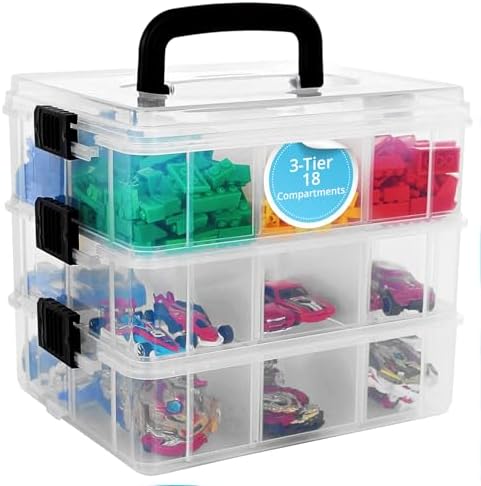 Bins & Things 3-Tier Sewing Kit - Stackable Craft Storage Box with Dividers - Plastic Nail Polish Organizer, Storage Containers for Beads, Sewing Supplies and Art Organizers - Large
