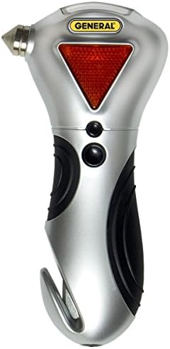 General Tools 7902 4-in-1 Car Escape Tool - Window Breaker, Seat Belt Cutter, Flashing Hazard Light, LED Flashlight