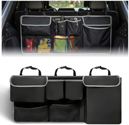 Car Trunk Storage Organizer, Waterproof Car Seat Organizer Backseat, Oxford Cloth & 8-Pocket, Collapsible Interior Accessories for SUV Truck MPV Van