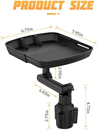 Car Cup Holder Tray Table, Cup Table Holder for Car Drink Holders Tray, 360º Adjustable with Rotating Arm Phone Slot, Non-Slip Stretchable Car Tray for Eating, Cup Table Holder for Car