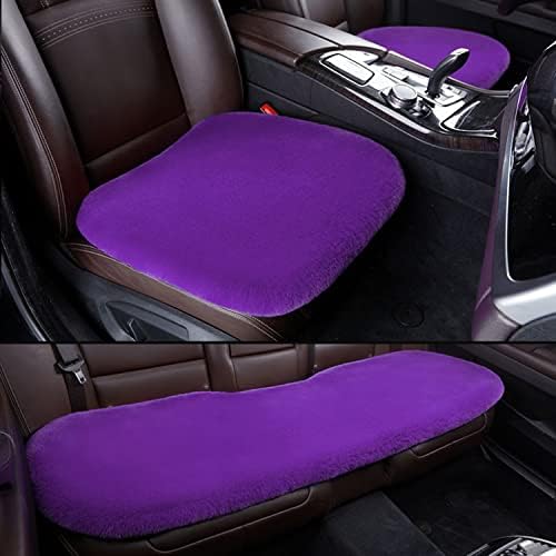 1 set 3 pcs Soft Fluffy Auto Seat Cover Faux Wool Auto Front & Back Seat Pad Car Seat Cover Protector Cushion Soft Warm for Winter Mat Universal Fit (Purple)