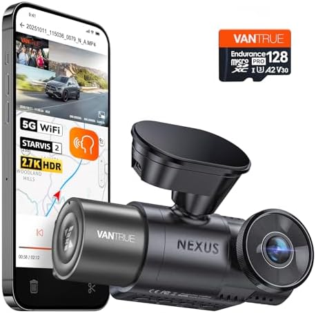 [Bundle-2 Items: Vantrue N2X Dash Cam + 128G Micro SD Card ] N2X 2.7K Dash Cam Front and Inside, 5G WiFi Dual Dash Camera for Car with HDR IR Night Vision, STARVIS 2, GPS, 2.5K/60FPS, G-Sensor