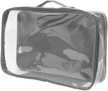 Large Clear Travel Packing Cube/See-Through PVC Organizer for Suitcase/Multipurpose Pouch w/Handle/Dress Shirts, Pants, Cashmere, Sweaters &amp; Seasonal Linen Storage Protection (Gray)