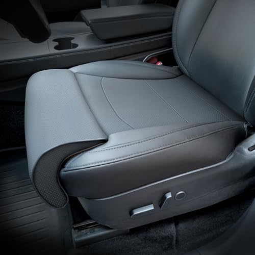 Tesla Model 3/Y Seat Cushion Cover with Memory Foam Leg Support, Premium Waterproof Leather, Non-Slip Base, Full Coverage Design, Model 3 (2024-2025) & Model Y (2026 Long Range) Juniper