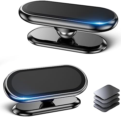 【2-Pack】 Magnetic Phone Holder for car, [ Super Strong Magnet ] [ with 4 Metal Plate ] Cell Phone carmount for iPhone Magnetic [ 360° Rotation ] Universal Dashboard Adhesive Car Magnetic Phone Mount