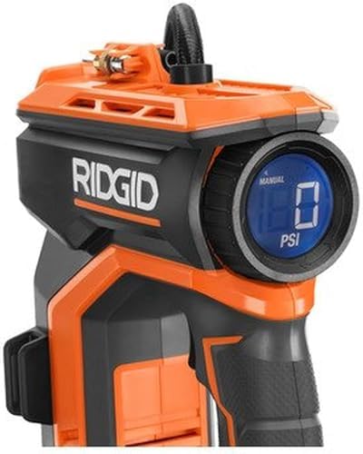 RIDGID 18V Digital Inflator - Battery & Charger Sold Separately - 150 PSI, 150 L/min, 20" Hose - Orange - Automatic, Battery Powered - Air Pump (Renewed)