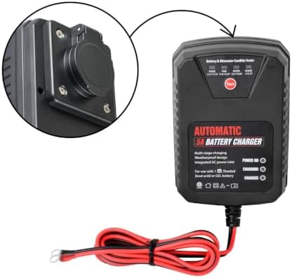 TN TONNY 5AMP Panel Mount 12V Battery Charger for Hydraulic Dump Trailer, Car, Marine - On Board Trickle Charger for 12 Volt Batteries