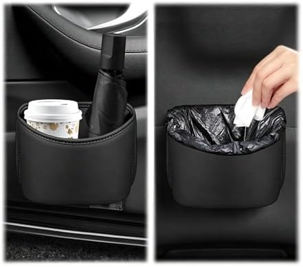 Car Trash Can with Back Clips,Large-Capacity Car Garbage Can as Cars Storage Organizer for Storing Garbage and Items,Leather Cars Trash Bin Automotive Accessories for Door