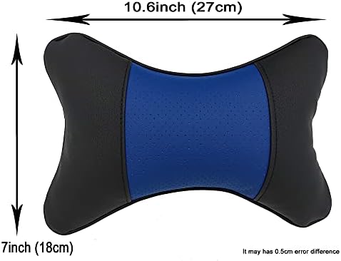 Car Neck Pillows Both Side Pu Leather 2pieces Pack Headrest Gogodog Fit for Most Cars Filled Fiber Universal Car Pillow (Black Blue)