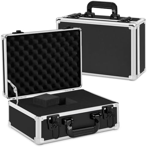 Fukumi 14 Inch Aluminum Hard Case with Customizable Foam – Heavy-Duty Protective Carrying Case for Wireless Microphone Systems, Camera Gear, and Electronics – Black
