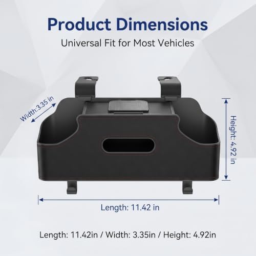 Car Seat Back Organizer, Cup Holder & Tissue Holder & Phone Stand & Dual Hooks, Multi-functional Load-bearing Storage Box for Phone Umbrella Bag, for Most Cars Trucks SUVs (Black)