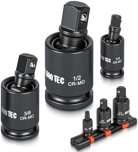 Impact Universal Joint-Socket Swivel Set, 3 piece, 1/2", 3/8", 1/4"Inch Drive Swivel Socket Extension Set, 360 Degree Rotation, Cr-Mo steel