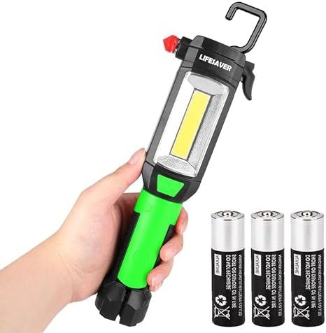 AlltroLite 9-in-1 Emergency Auto Tool with LED Flashlight | Multi-Function Car flashlight Kit with Three Lighting Modes, Window Glass Breaker, Seat Belt Cutter & Magnetic Base (Batteries Included)