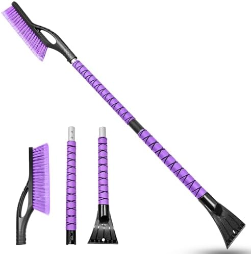 HEEYA 42.2 Inch Ice Scraper and Brush for Car, Snow Brush and Ice Scraper for Windshield Window, Car Snow Scraper with Foam Grip for SUV Truck Vehicle - Purple