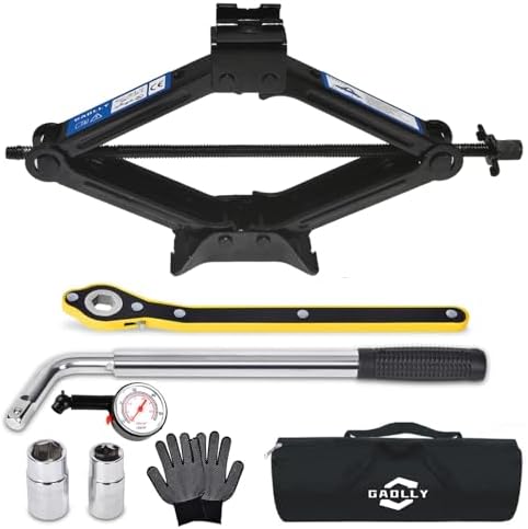 Scissor Jack - 2 Ton (4409 lbs) Car Emergency Kit with Lug Wrench, Tire Changing Kit for Sedan, Coupe, SUV, MPV