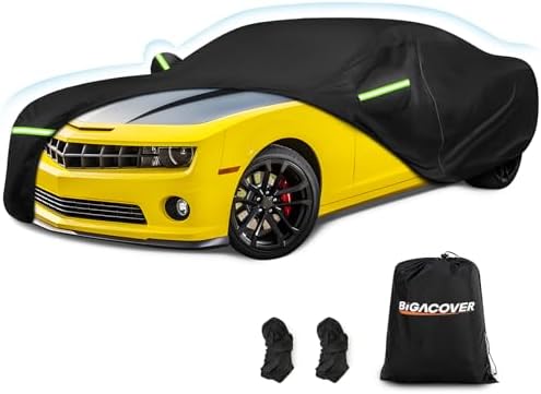 Car Cover for 2010-2025 Chevrolet Camaro SS ZL1 RS LT 1LE Coupe Convertible | Waterproof 210D Oxford Heavy Duty All Weather Outdoor Full Car Cover with Zipper Cotton Lining