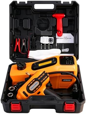 Electric Car Jack 5 Ton 12V Hydraulic Jack Kit with Impact Wrench & Tire Inflator Pump, Wireless Remote & Touch Screen, 3-Mode LED for SUV MPV Sedan Truck – Garage, Roadside, Tire Change