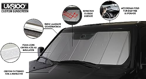 Covercraft UVS100 Custom Windshield Sunscreen for 2021-2026 Ford F-150 &amp; 2022-2026 F-150 Lightning Pro/STX/XLT - Silver