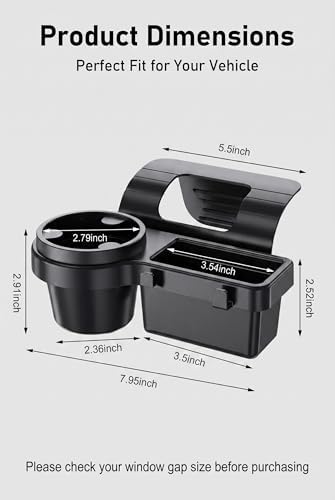 Car Cup Holder, Multifunctional Car Door Window Storage Organizer, Vehicle Door Side Cell Phone Storage Box, Window Mount Organizer for Phone Earphone Key Cup (Black)